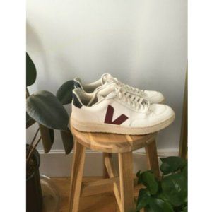 Veja V12 White Marsala Nautico Leather Sneakers 10